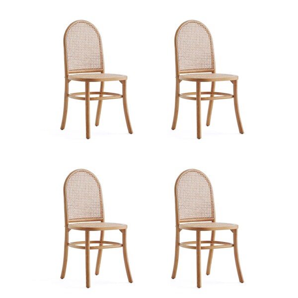 Manhattan Comfort Paragon Dining Chair 2.0 in Nature and Cane, Set of 4 2-DCCA12-NA - main